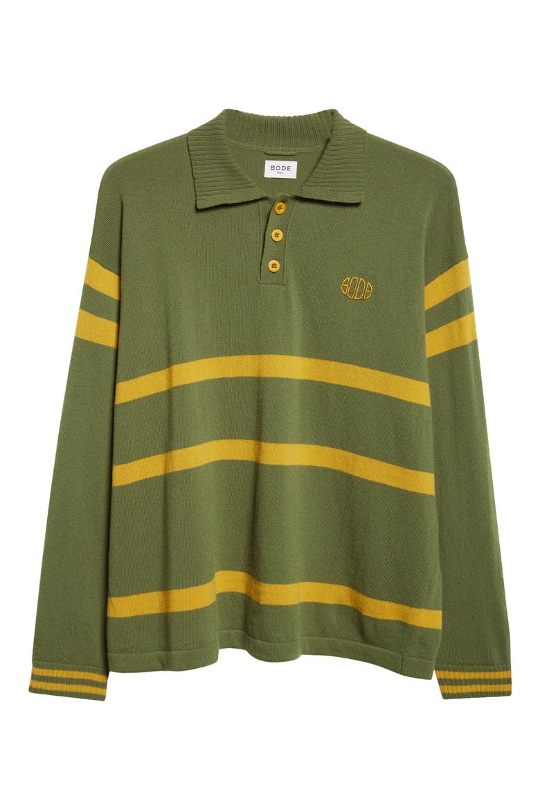 Regis Virgin Wool Polo Sweater, Alternate, color, GREEN