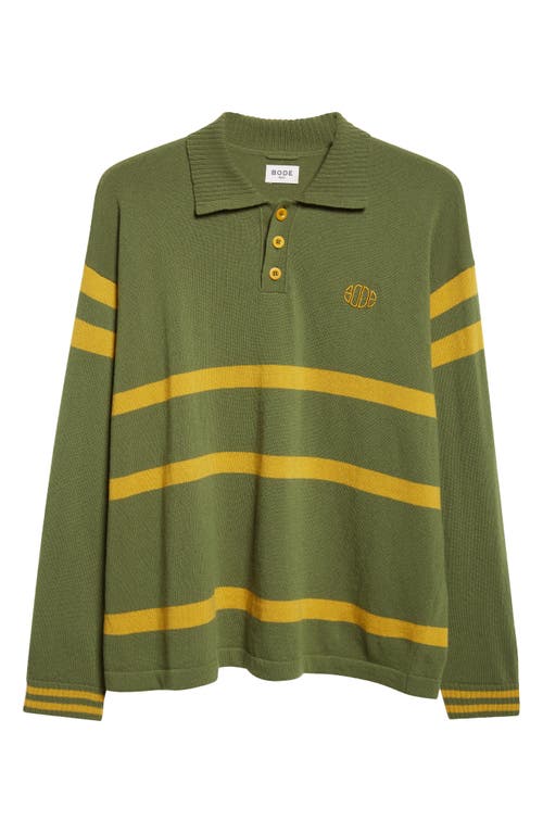 Bode Regis Virgin Wool Polo Sweater In Green