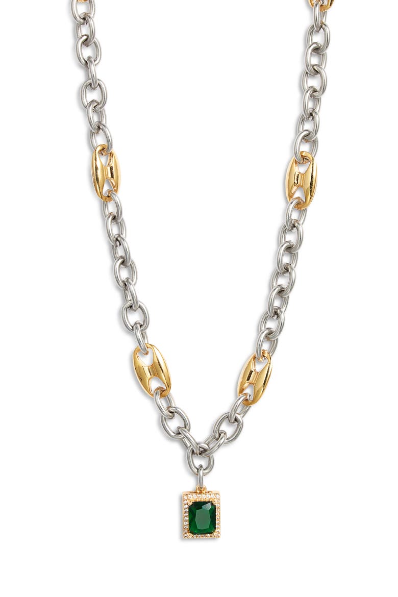 Duotone Vixen Pendant Necklace, Main, color, GOLD/ SILVER