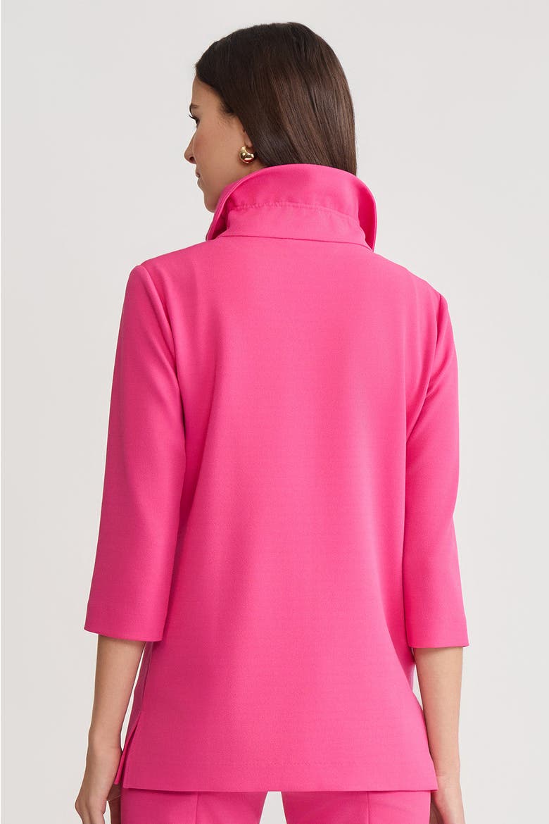 Heritage Ruffle Neck Deco Crepe Jacket, Alternate, color, Carmine Rose