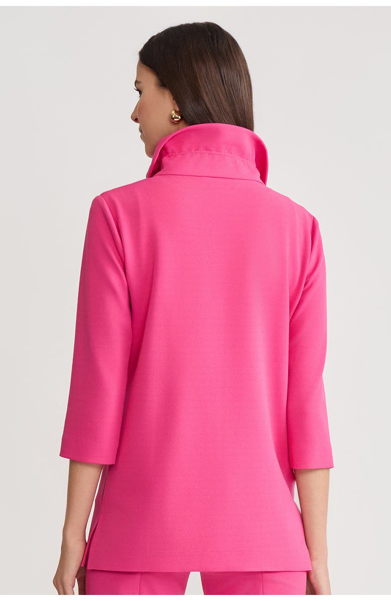 Ming Wang Heritage Ruffle Neck Deco Crepe Jacket, Alternate, color, Carmine Rose