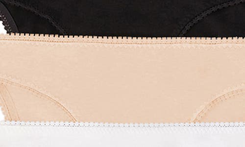 On Gossamer 3-pack Cotton Hip Bikinis In Black/white/champagne