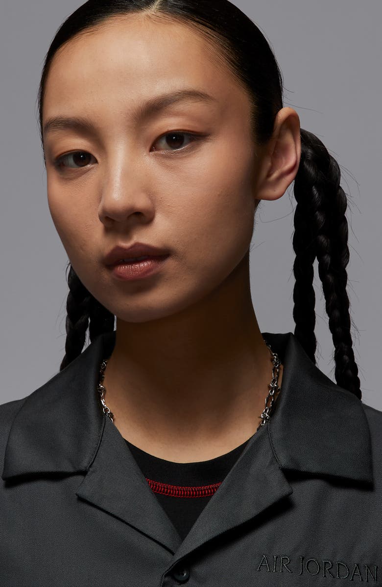 Nike Long Sleeve Woven Button-Up Top, Alternate, color, Dark Smoke Grey