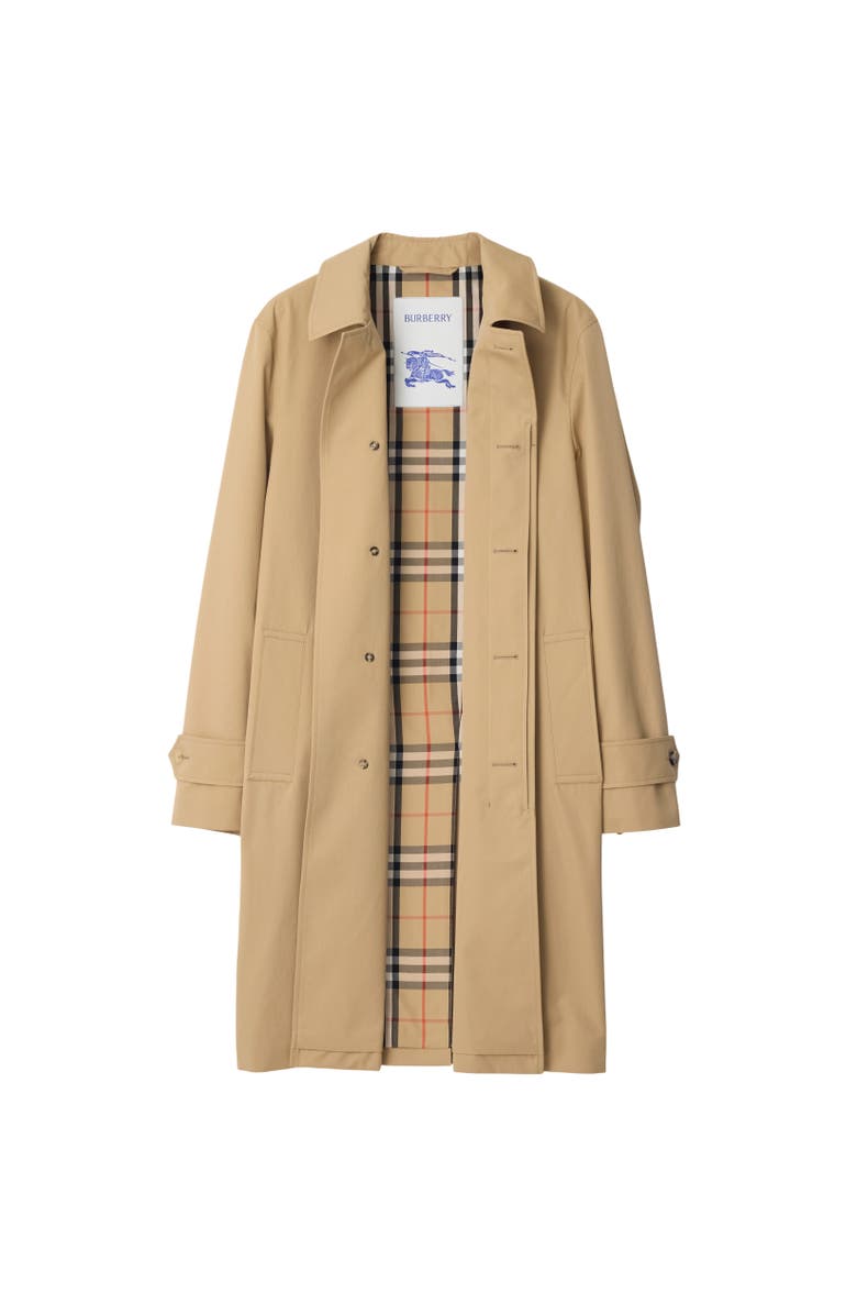 Burberry Long Gabardine Car Coat, Alternate, color, Flax Beige