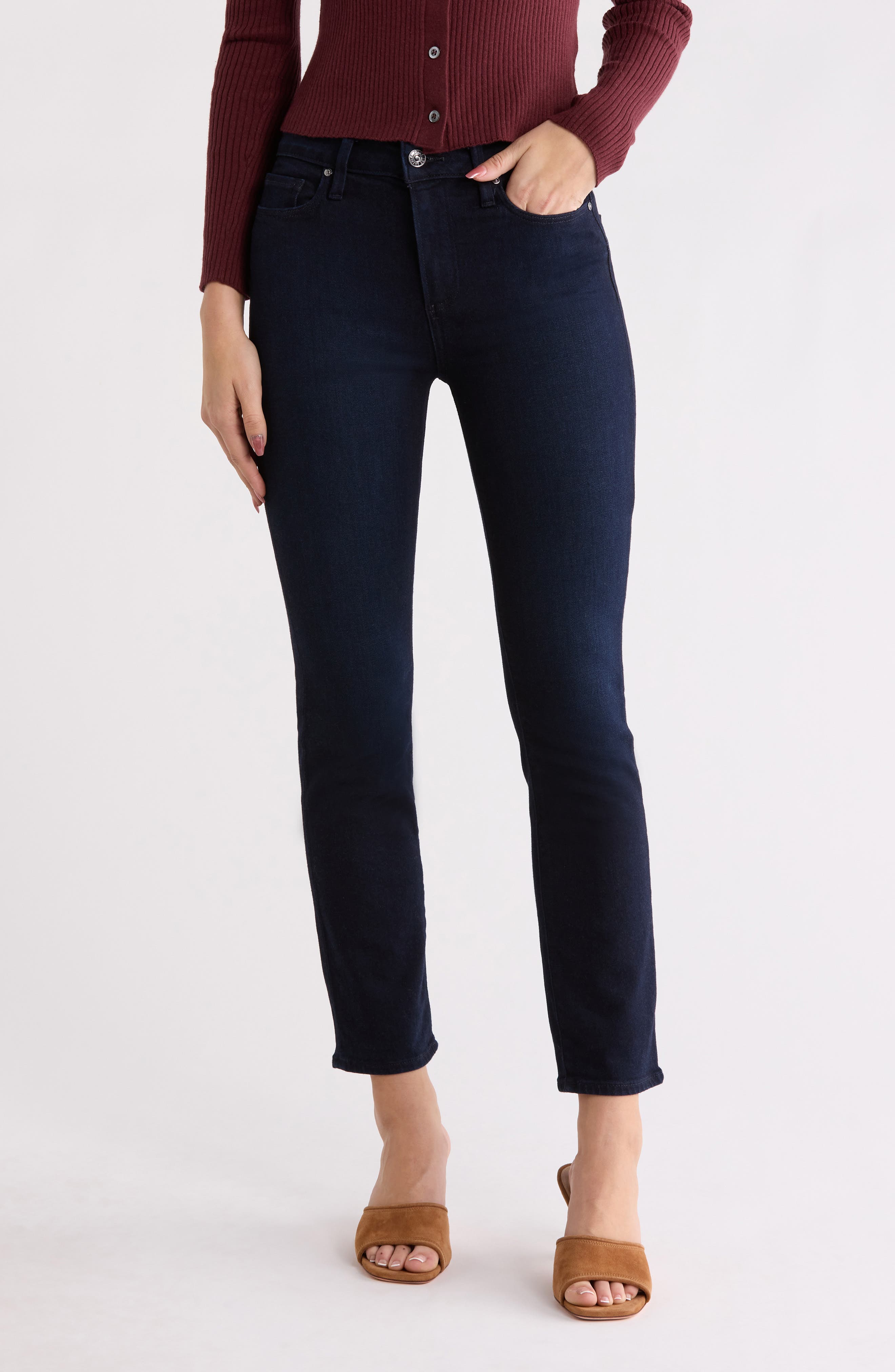 PAIGE Cindy High Waist Ankle Straight Leg Jeans