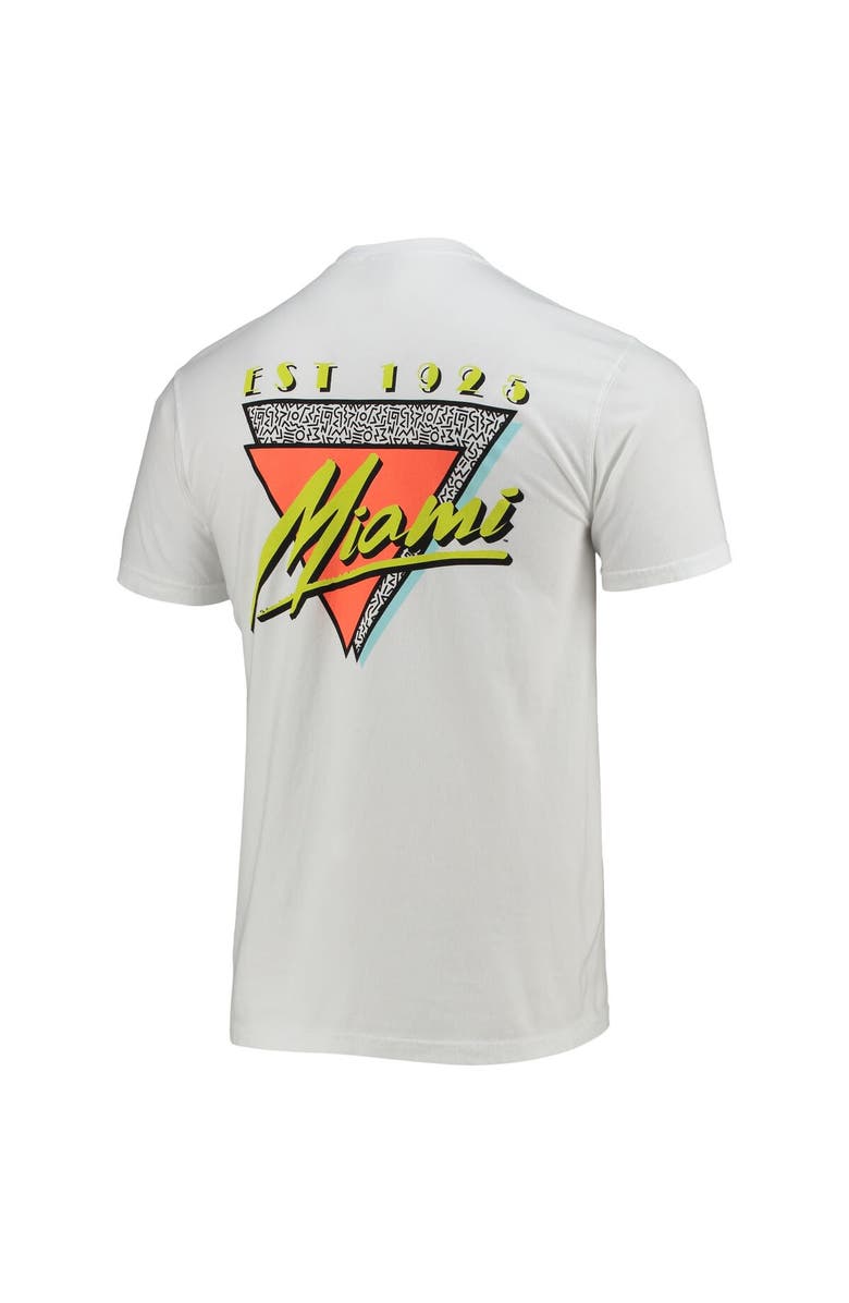 IMAGE ONE Men's White Miami Hurricanes Miami Vice Est. Comfort Color T-Shirt, Alternate, color, White