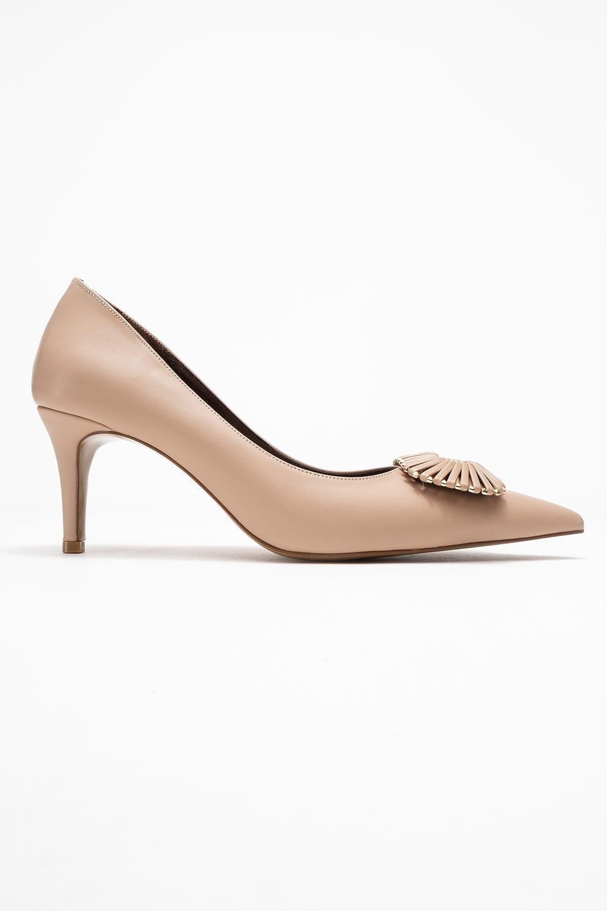 Prologue Shoes Great Buckle Pointed Toe Pump, Alternate, color, Beige