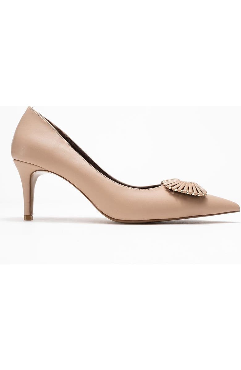Prologue Shoes Great Buckle Pointed Toe Pump, Alternate, color, Beige