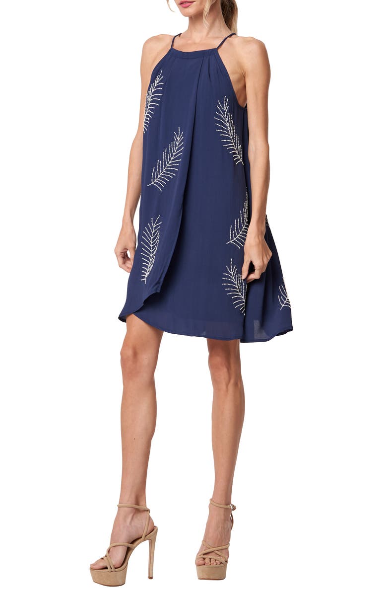 CIEBON Joanna Beaded Palm Minidress, Alternate, color, Navy/White