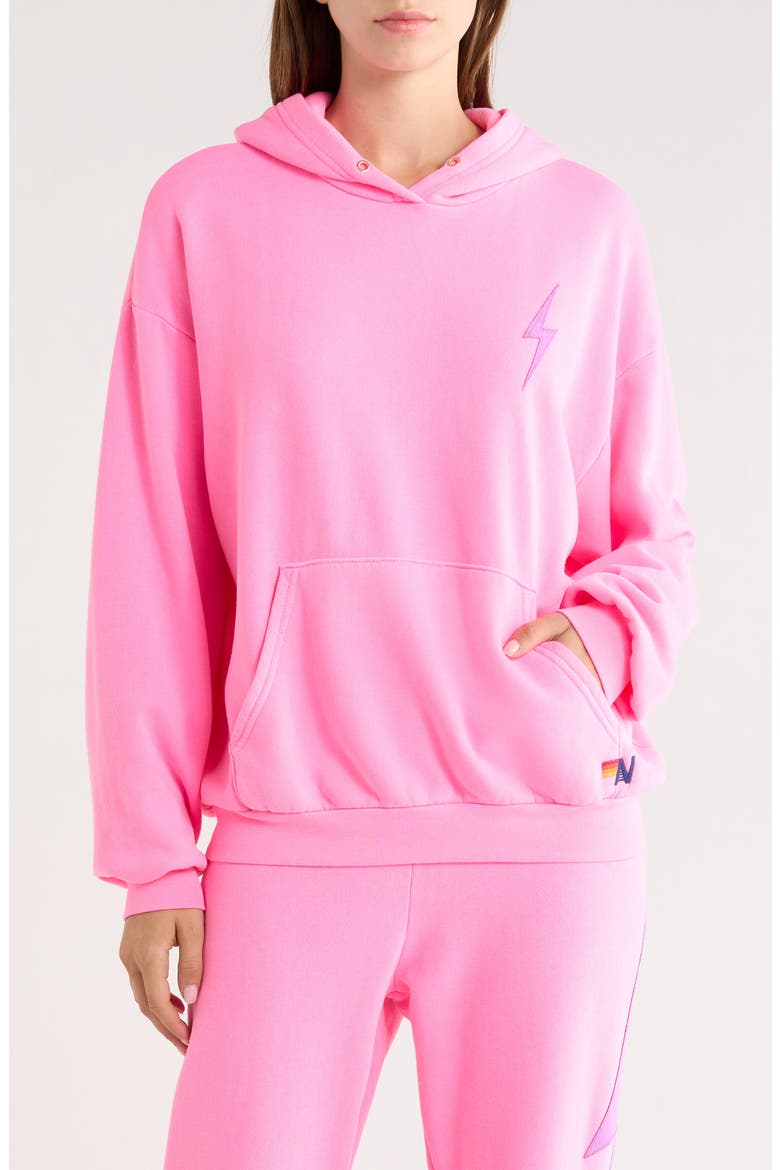 Bolt Stitch Hoodie, Main, color, NEON PINK/ PURPLE