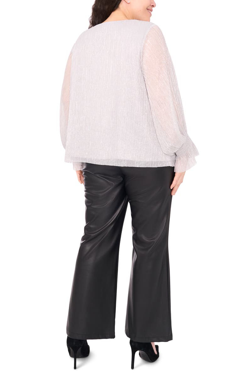 Vince Camuto Metallic V-Neck Top, Alternate, color, Silver