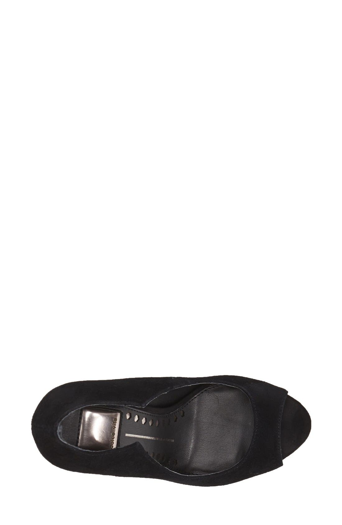 'Isabel' Peep Toe Pump, Alternate, color, BLACK  SUEDE