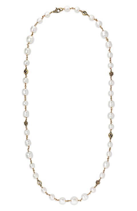 Gucci Interlocking G Imitation Pearl Bead Necklace | Nordstrom