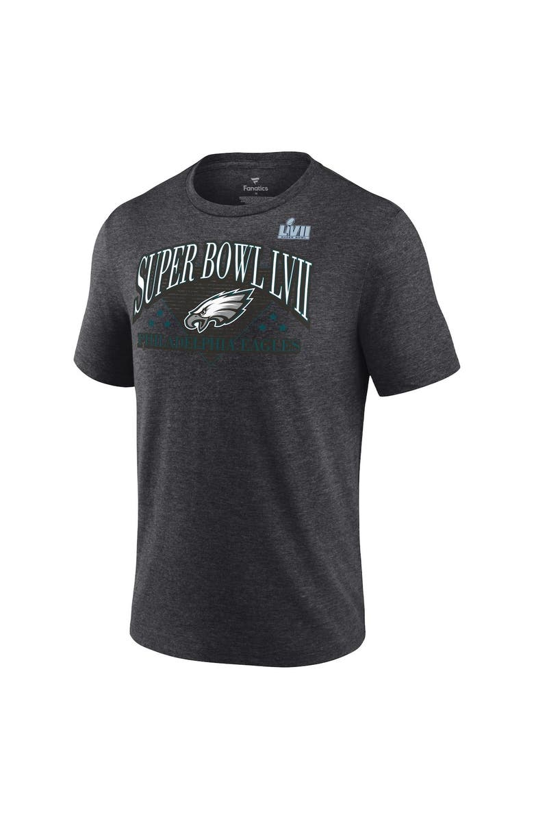 FANATICS Men's Fanatics Branded Heather Charcoal Philadelphia Eagles Super Bowl LVII Tri-Blend Triangle Strategy T-Shirt, Alternate, color, 