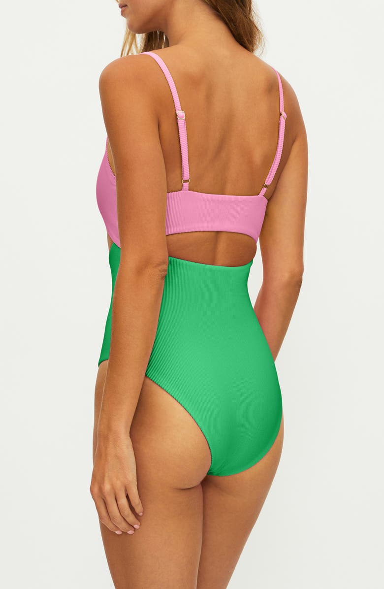 Beach Riot Ray Cutout Rib One-Piece Swimsuit, Alternate, color, 