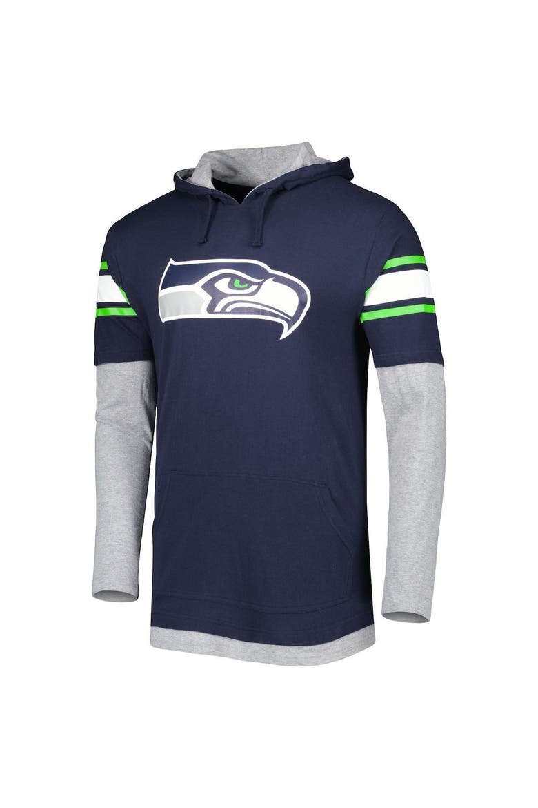 Men's New Era College Navy Seattle Seahawks Long Sleeve Hoodie T-Shirt, Alternate, color, Navy