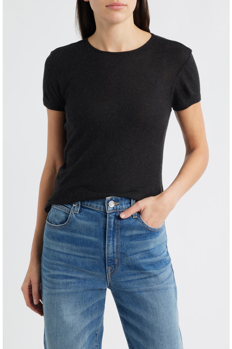 Basic Wool Blend T-Shirt, Main, color, BLACK