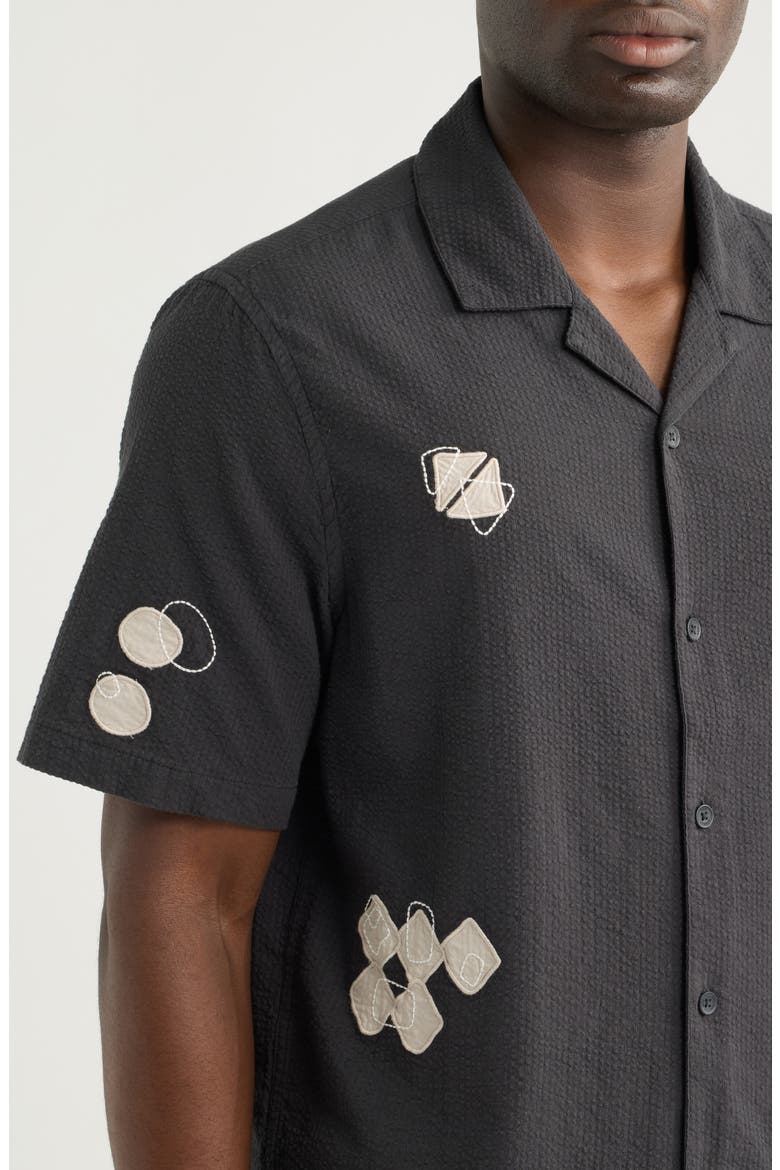 Didcot Applique Camp Shirt, Alternate, color, BLACK / ECRU