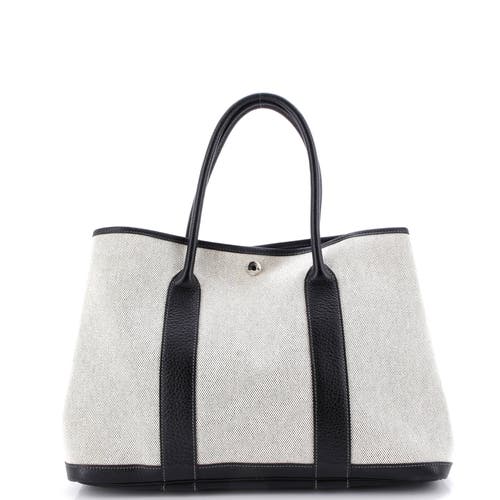 Pre-owned Hermes  Hermes Garden Party Tote Toile And Leather 36 In Black