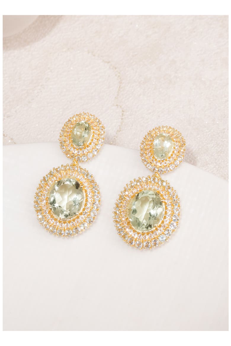 Semiprecious Stone Drop Earrings, Alternate, color, GREEN