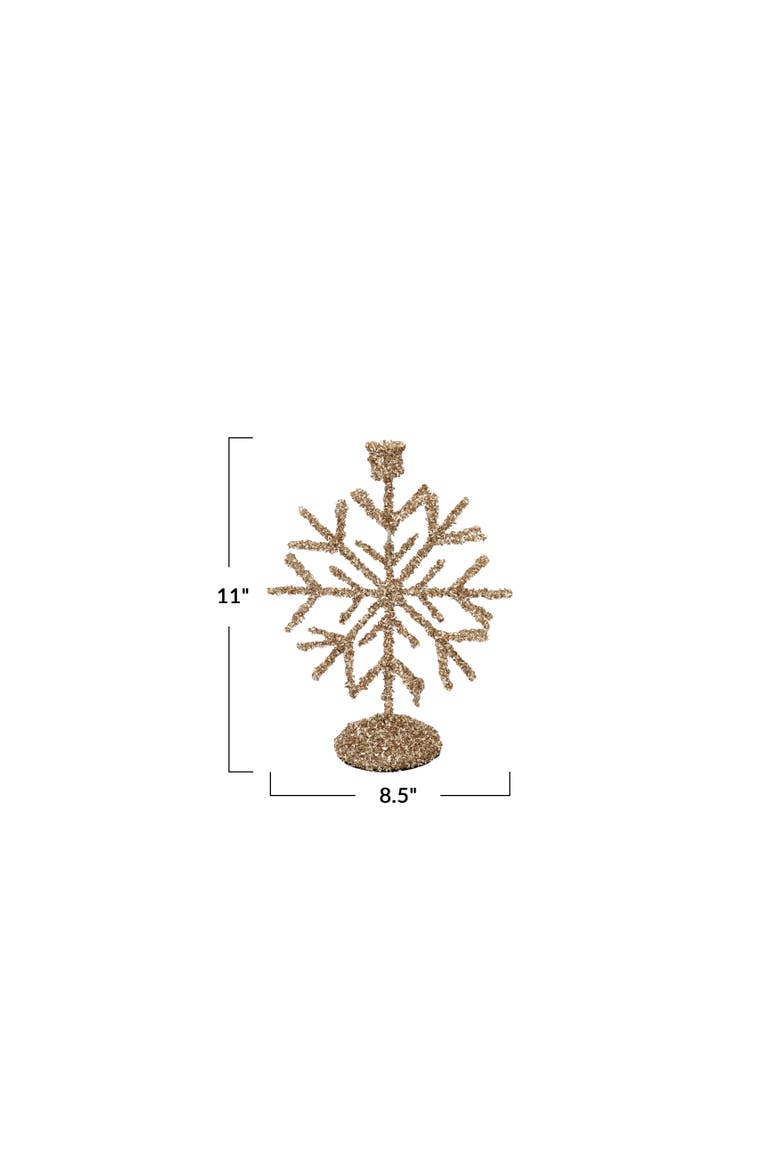 Glitter Iron Snowflake Taper Holder, Alternate, color, Champagne Finish