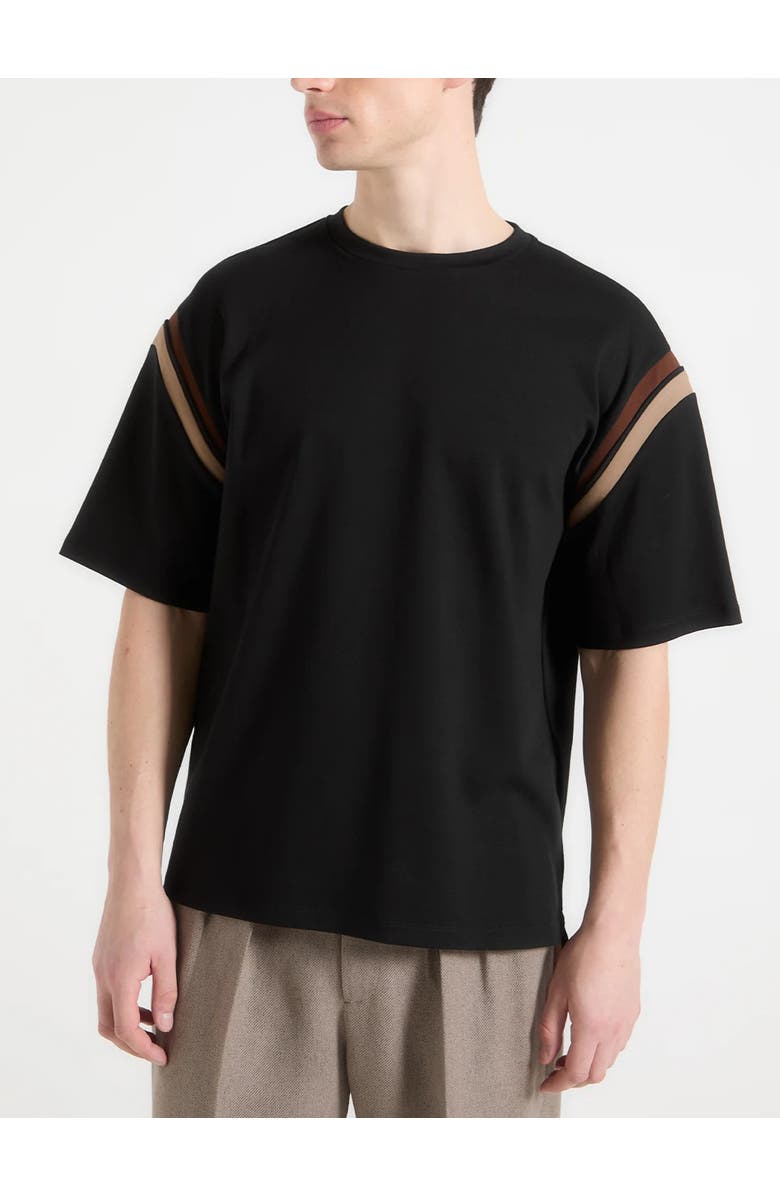 Manière De Voir Georges Varsity Cotton T-Shirt, Alternate, color, Black