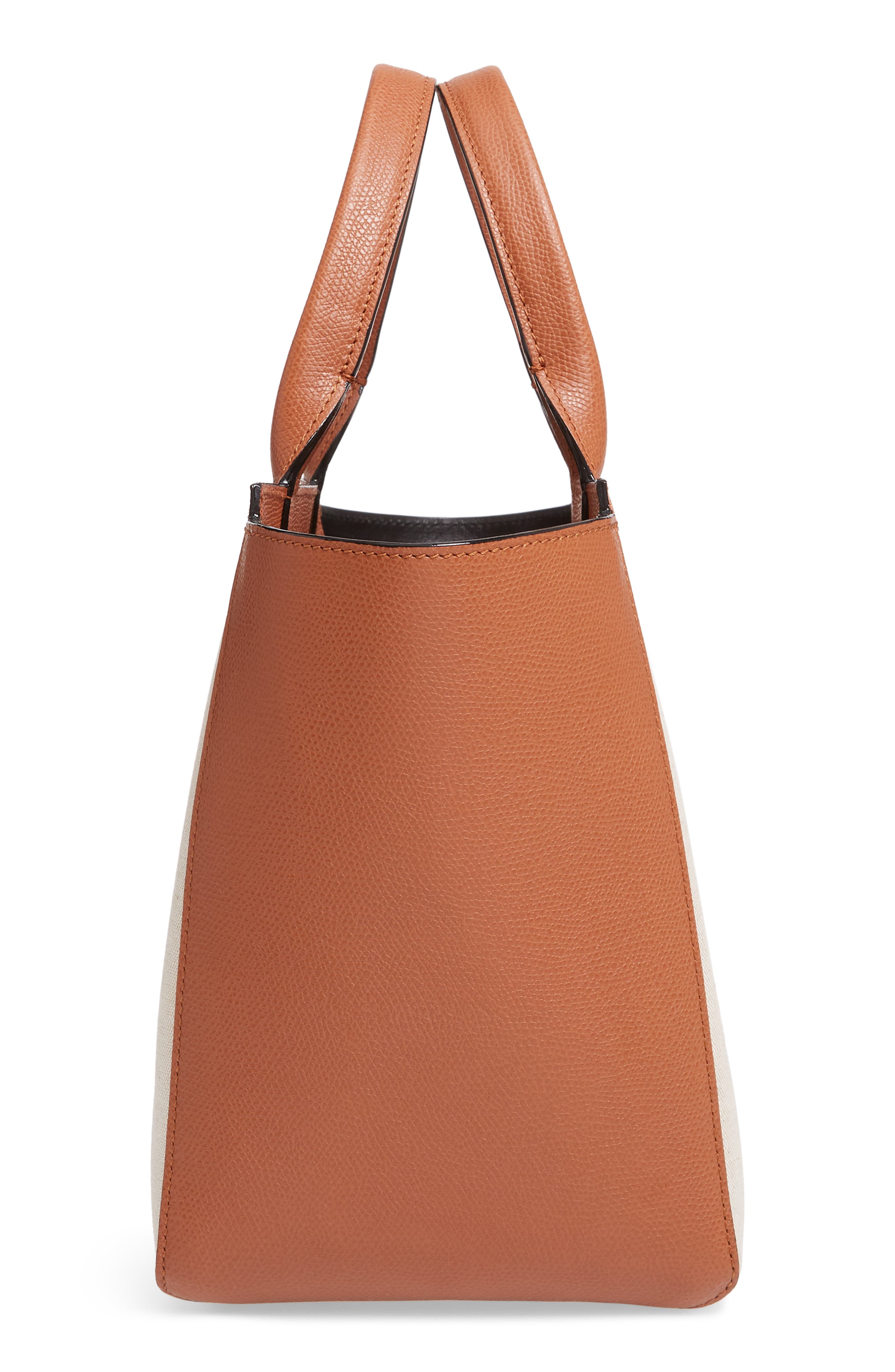 Valextra Mini Canvas & Leather Tote, Alternate, color, 