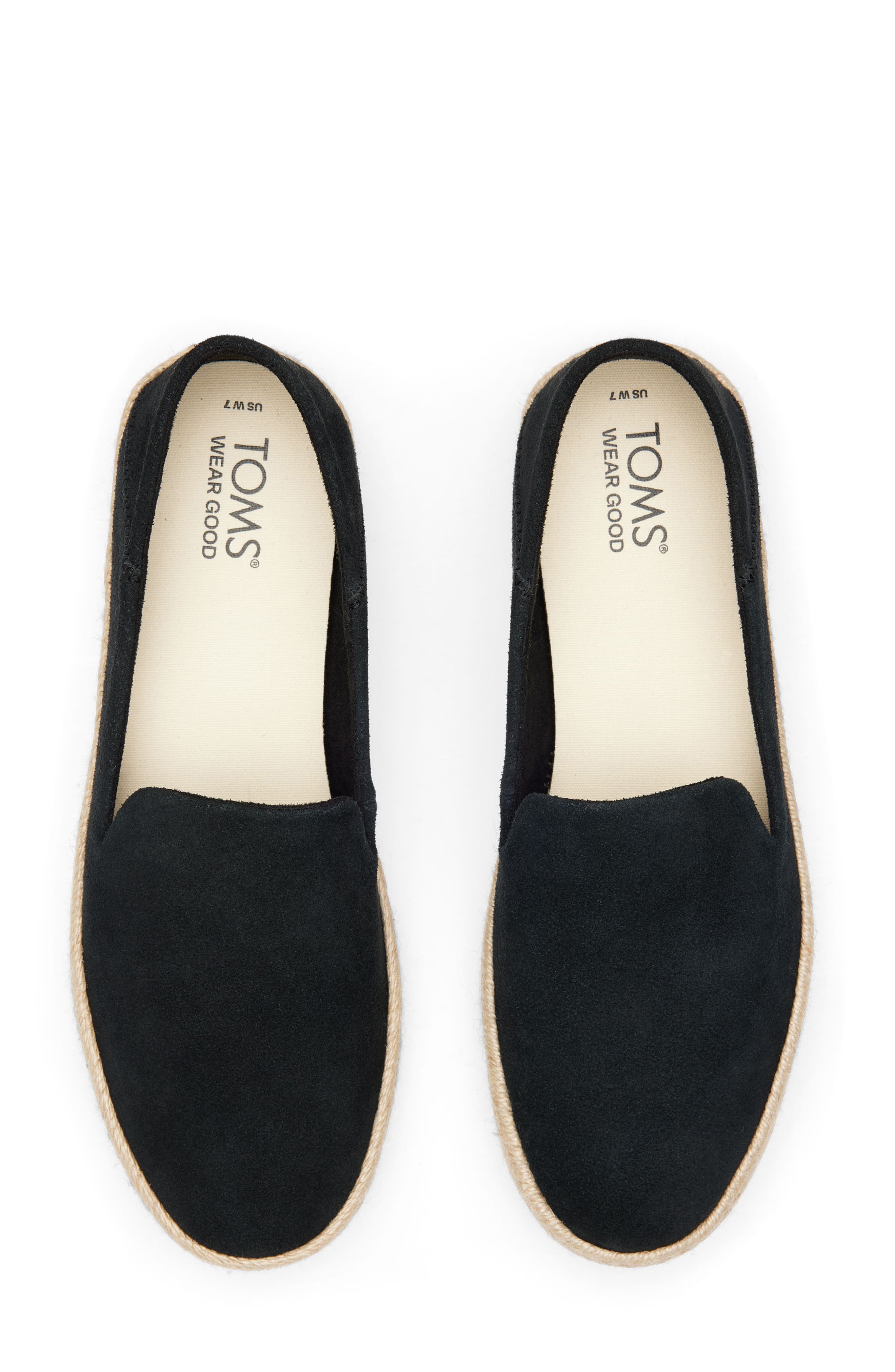 TOMS Carolina Platform Espadrille Sneaker, Alternate, color, Black Suede