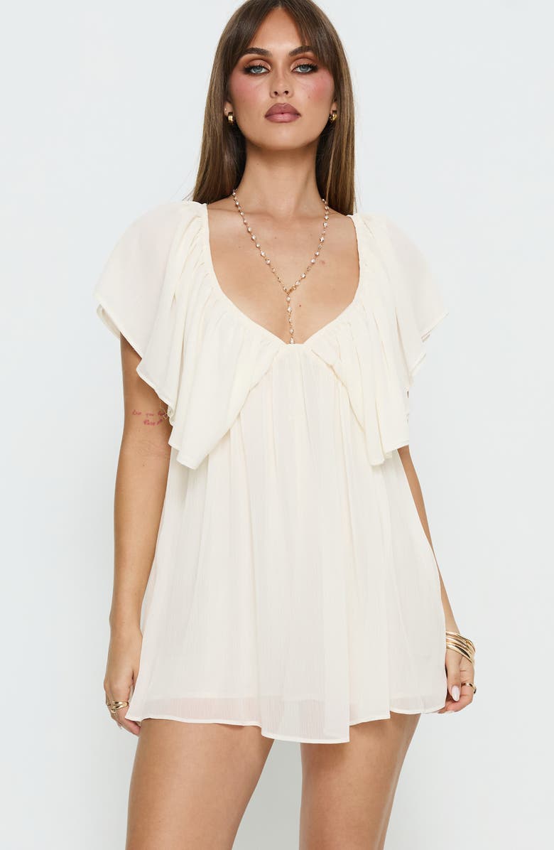 Princess Polly Sun Spirit Plunge Flowy Playsuit, Alternate, color, Cream
