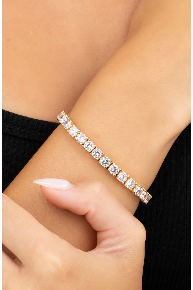 Round Cut Cubic Zirconia Tennis Bracelet, Alternate, color, GOLD