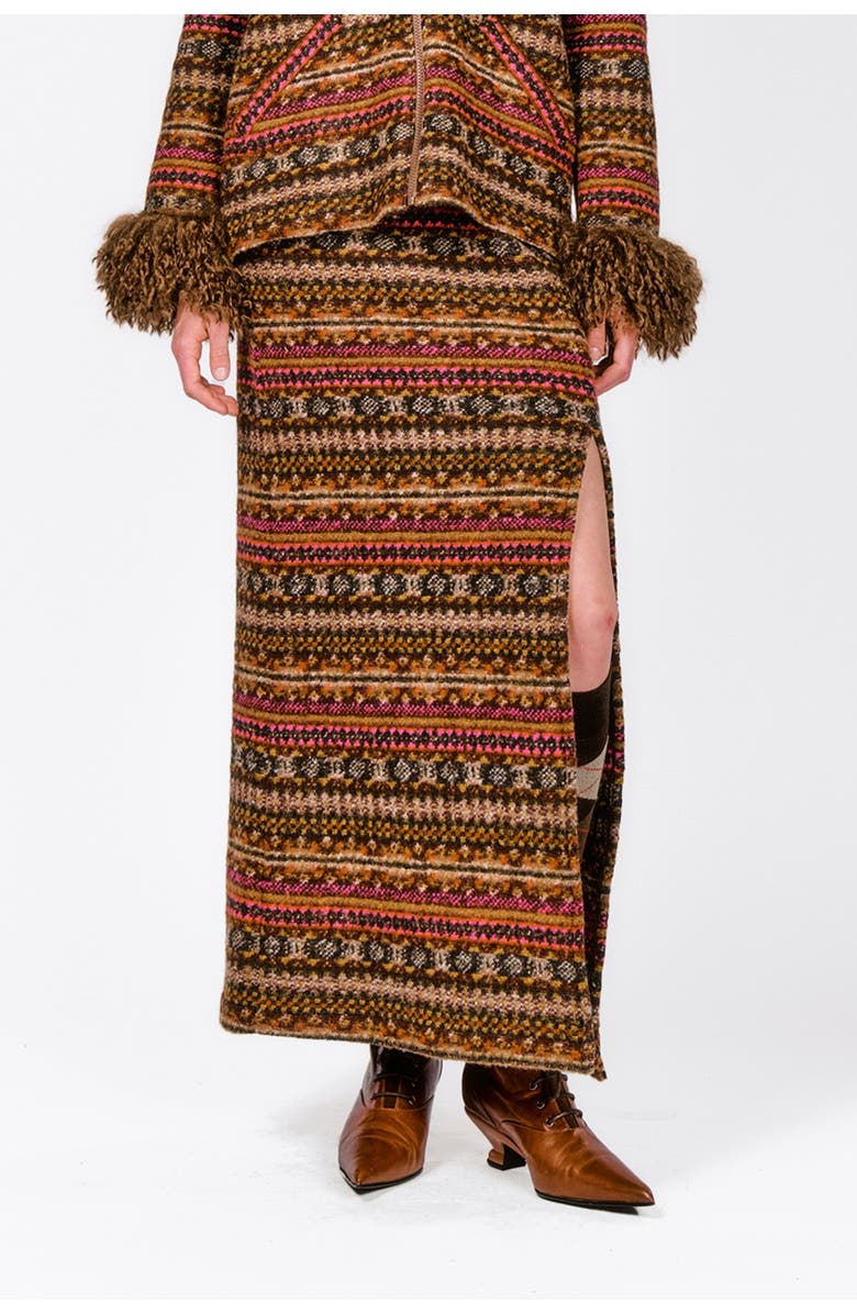 Anna Sui Fair Isle Fleece Maxi Skirt, Main, color, 