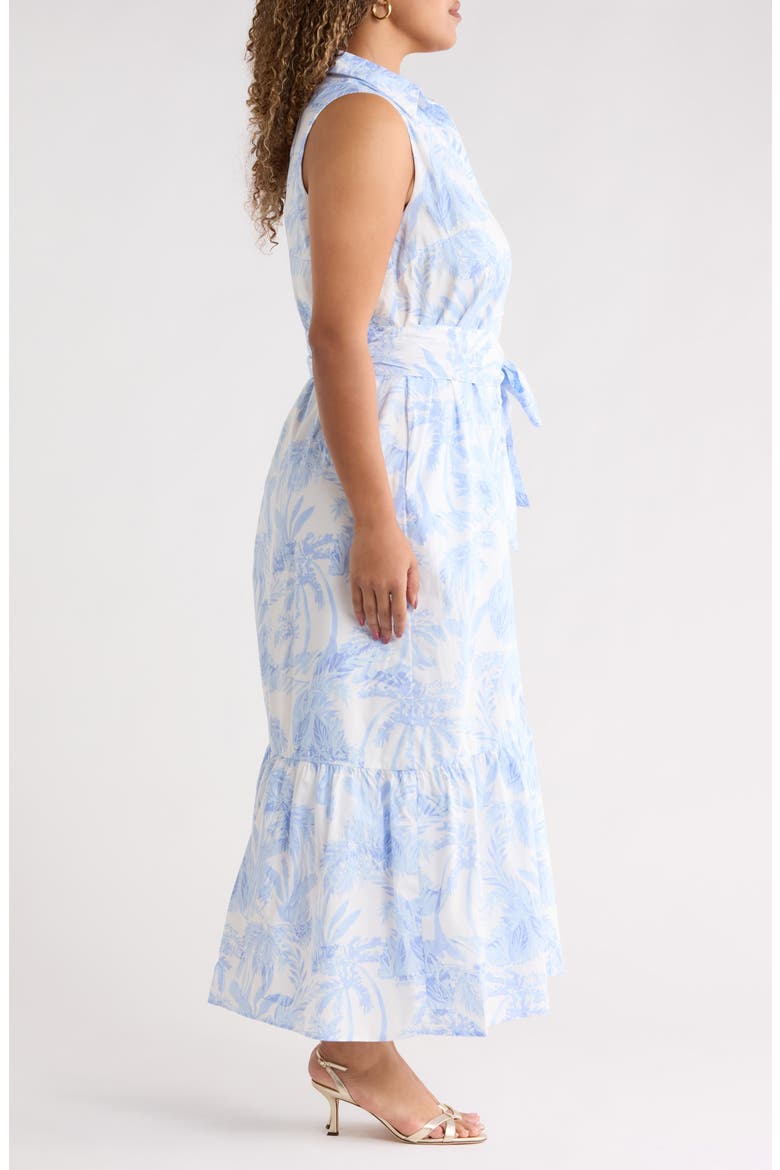 Poly Leaf Cileah Ruffle Collar Maxi Dress, Alternate, color, BLUE/ WHITE MULTI