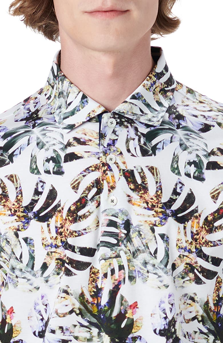 Bugatchi Hendrix Digital Palm Leaf Print Cotton Polo, Alternate, color,