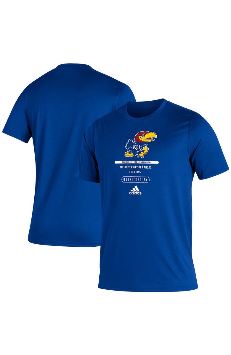 adidas Men's adidas Royal Kansas Jayhawks Sideline Locker Tag Creator AEROREADY T-Shirt, Main, color, 