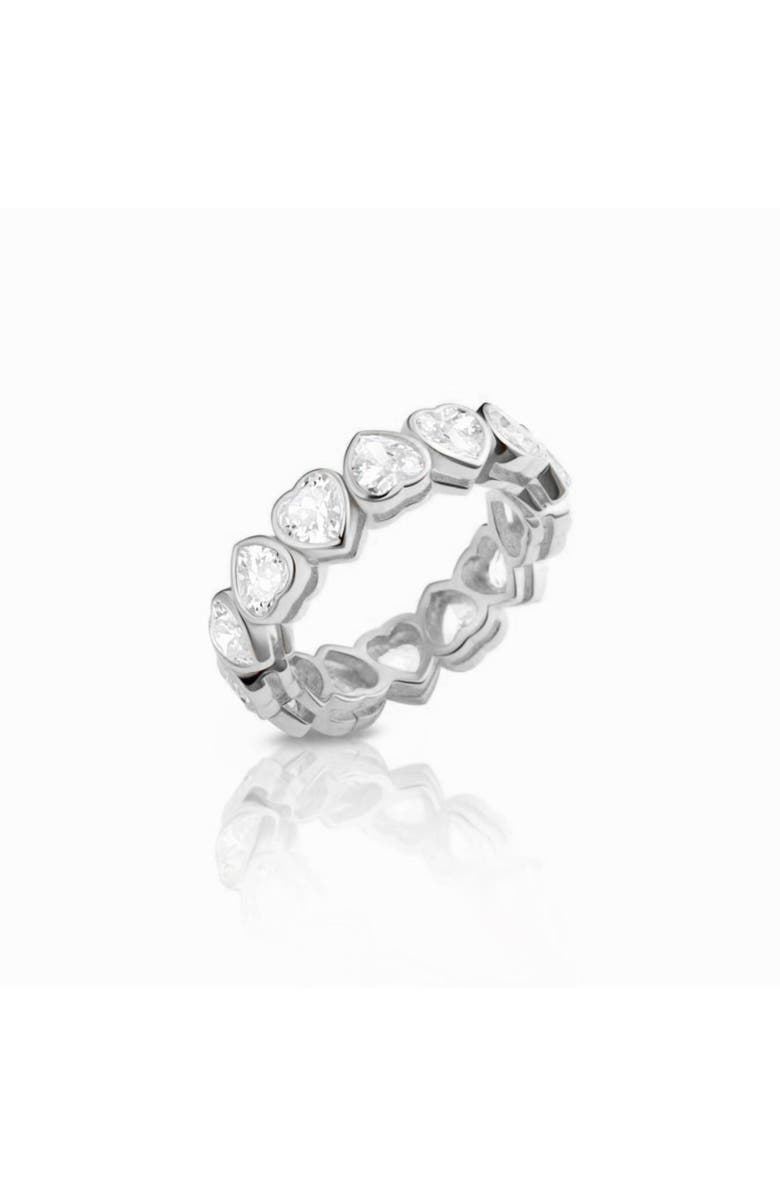Gemma Azzurro Silver Heart Eternity Band, Main, color, Silver