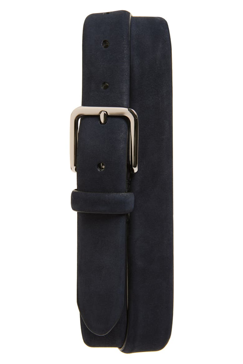 Nubuck Leather Belt, Main, color, NIGHT BLUE