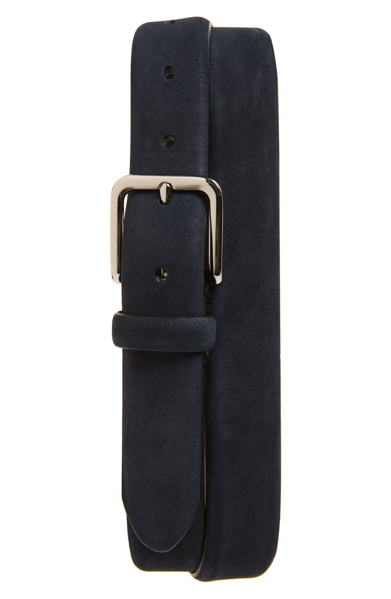 Vince Nubuck Leather Belt, Main, color, Night Blue