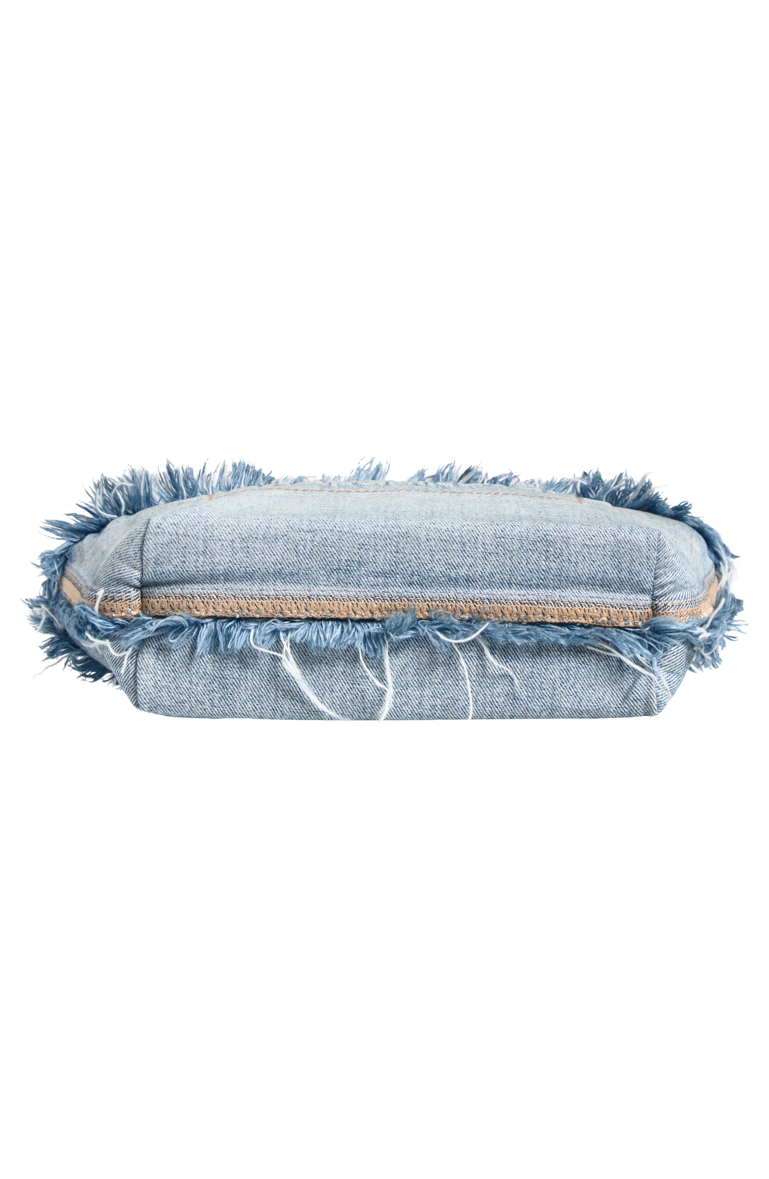 Small Punch Frayed Denim Tote, Alternate, color, BLEACH BLUE