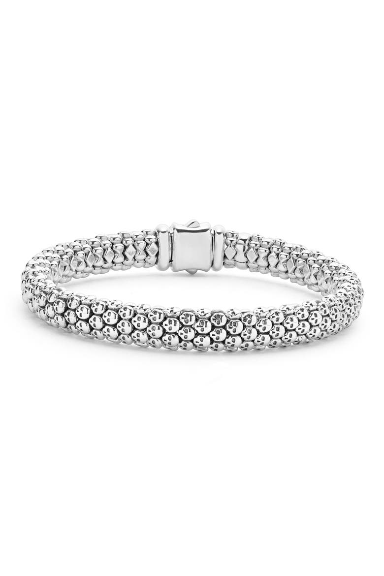 Men's Anthem Caviar Skull Bracelet, Main, color, SILVER