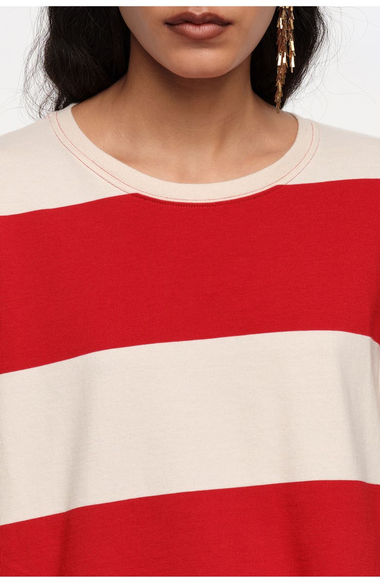 Bimba y Lola Loose-fit striped T-shirt., Alternate, color, Red
