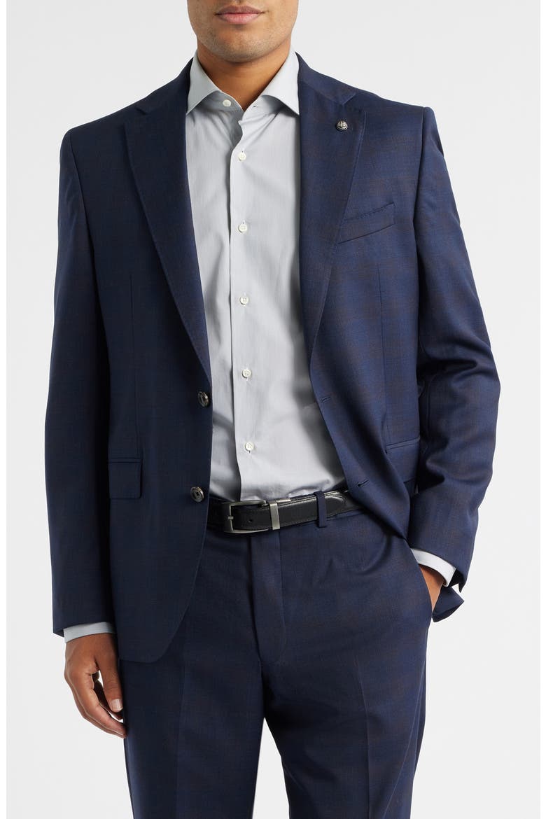 Esprit Navy Deco Plaid Wool Suit, Alternate, color, NAVY