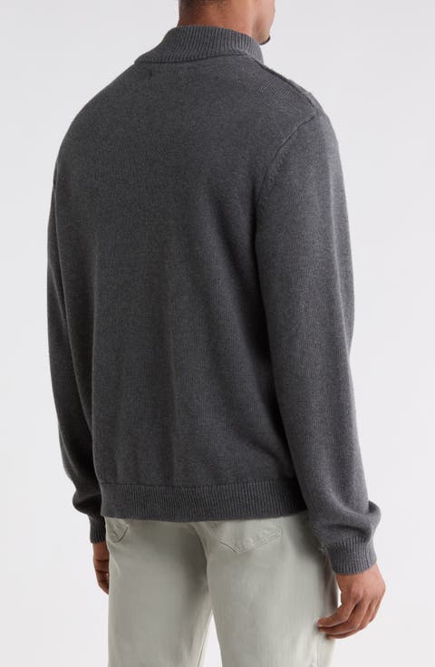 Cable Mock Neck Quarter Zip Sweater