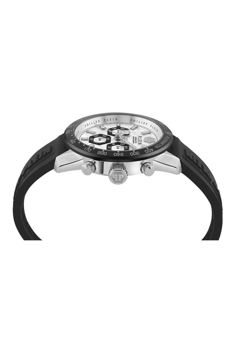 Pleinmeter Chronograph Silicone Strap Watch, 44mm, Alternate, color, WHITE/ BLACK