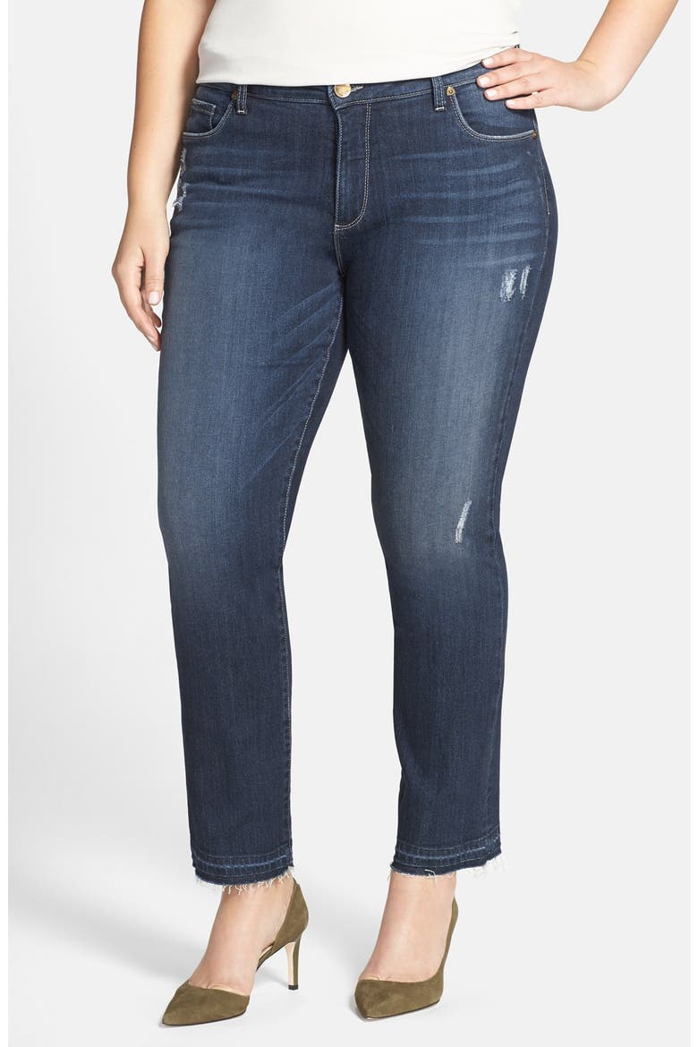 'Reese' Released Hem Distressed Stretch Ankle Jeans, Main, color, HARD