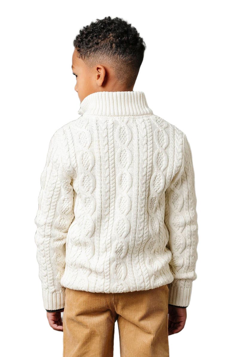 Hope & Henry Boys' Organic Mock Neck Cable Sweater, Kids, Alternate, color, Soft White