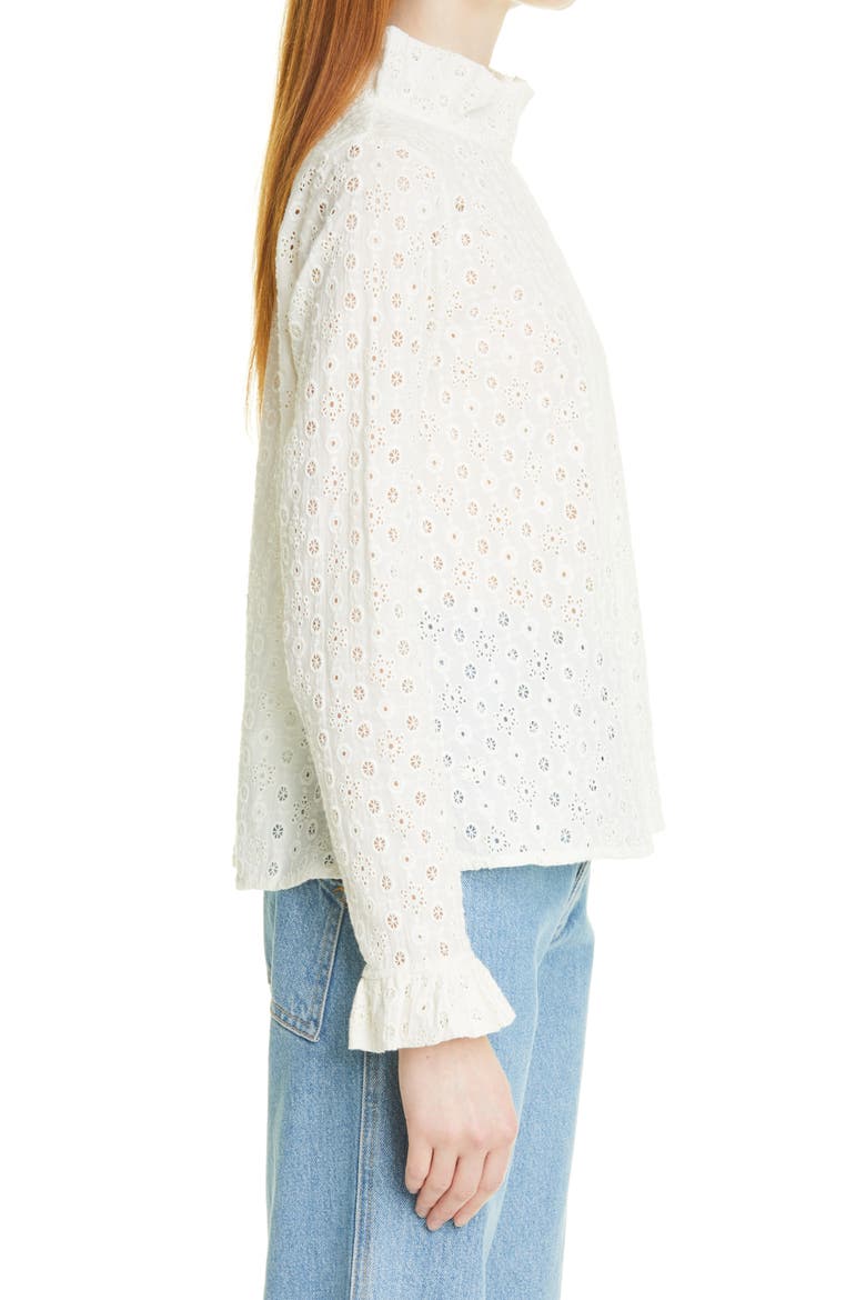 Boyce Eyelet Ruffle Blouse, Alternate, color, IVORY
