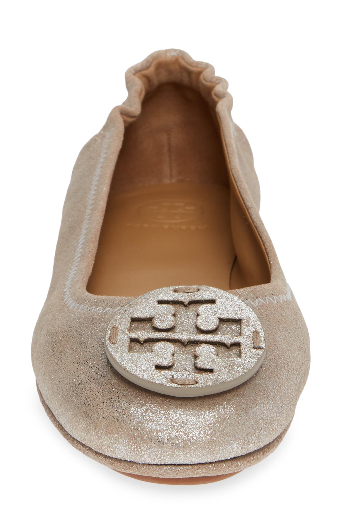 Minnie Travel Ballet Flat, Alternate, color, METALLIC PERFECT SAND