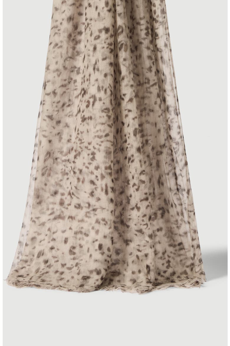 Lynx print cashmere scarf, Main, color, Beige