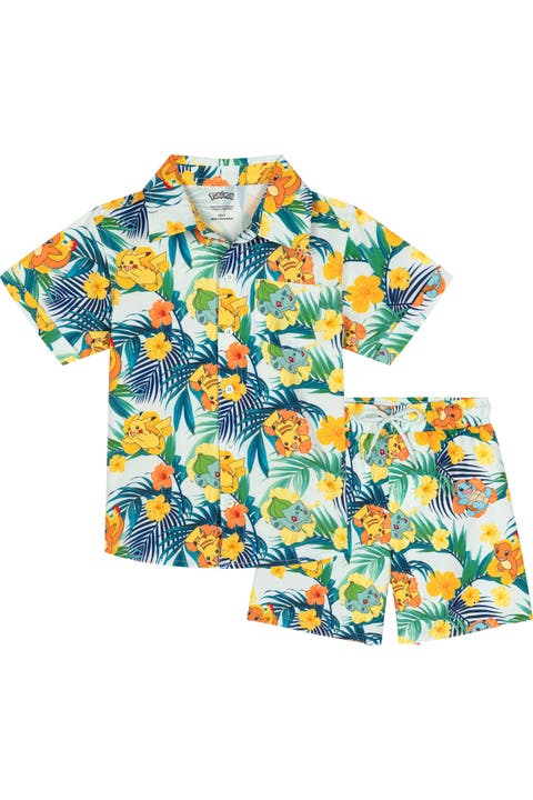Swimwear 2-Piece Camp Shirt and Swim Trunks Set
