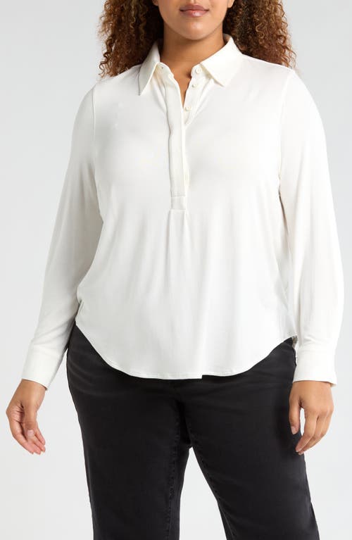 Universal Standard Elbe Popover Shirt in White 